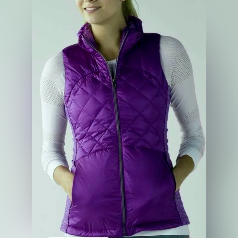 Lululemon “Down for a Run” Vest Goose Down Fill Box Stitching in Purple size 2
